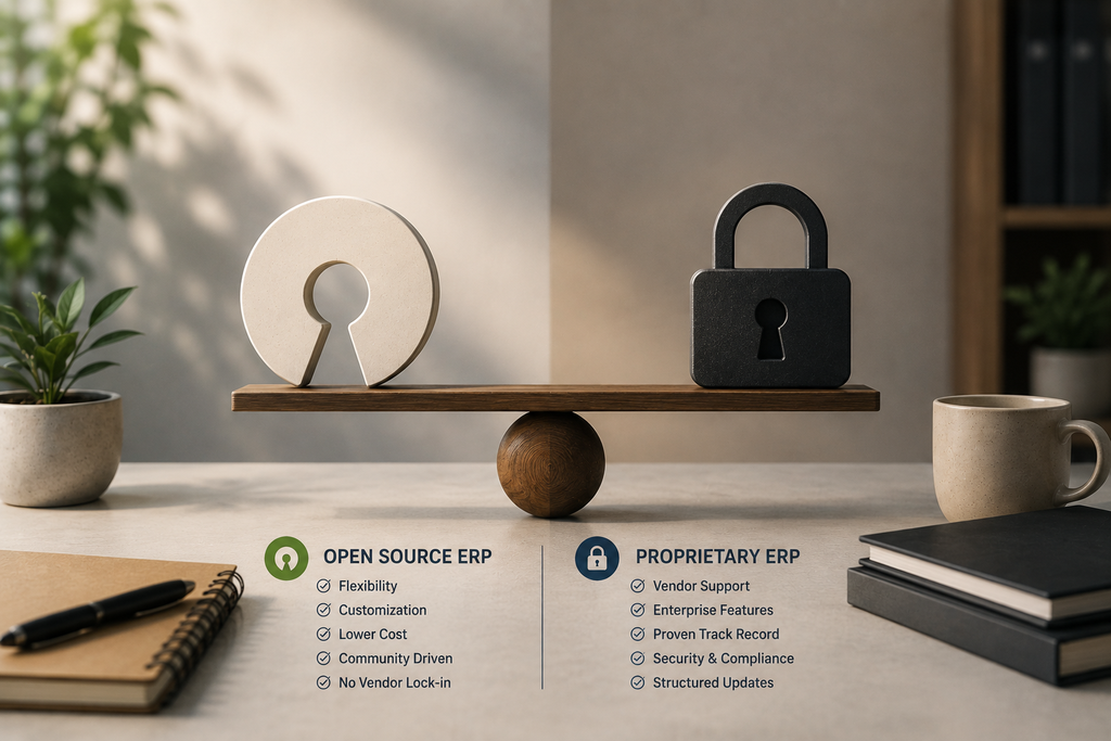 Open Source ERP vs Proprietary ERP: Pros, Cons, and Business Impact - Cover Image